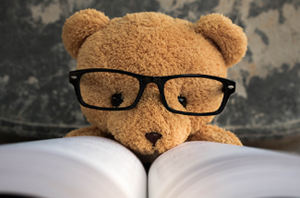 Teddy bear reading 